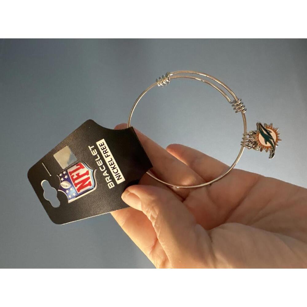 NFL Miami Dolphins Team Charm Bangle Bracelet Sports Collectible Gifts